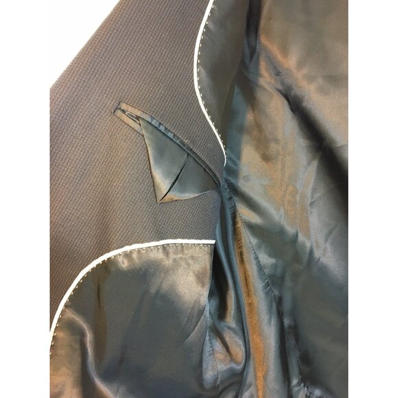 Mens Blazer Marc Anthony Size 44 Long Sport Coat Business Navy Blue Wool Blend N - Picture 9 of 16